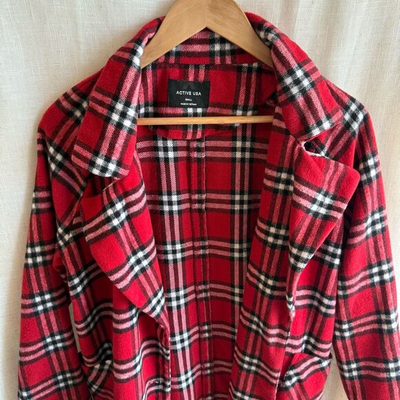 Tartan Plaid Shacket Womens Size S Red Button Front Preppy Academia Active USA - Picture 3 of 15